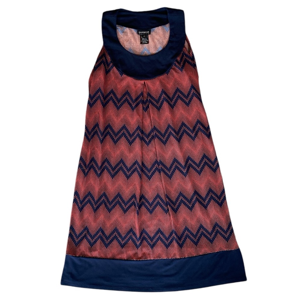 En Focus Petite Sleeveless Shift Dress Red & Navy Blue Zigzag Chevron, Women 4P